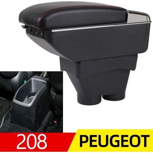 For Peugeot 208 armrest box universal car center console caja modification accessories double raised with USB