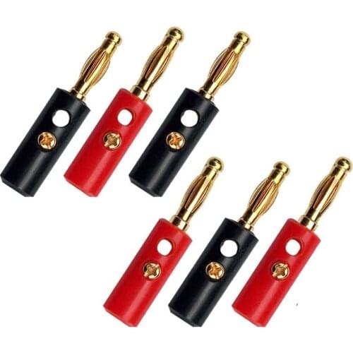 1000 PCS 4MM gold plated banana plug jack Black And Red Connector