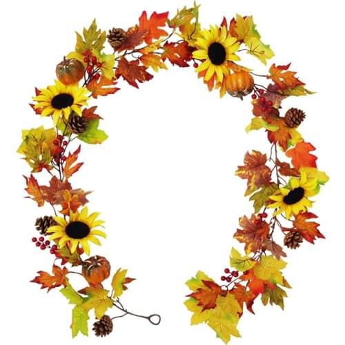 Harvests Festival Sunflower Rattan Wall-Hanging Holiday Atmosphere Thanksgiving Home Garden Supplies Supplies