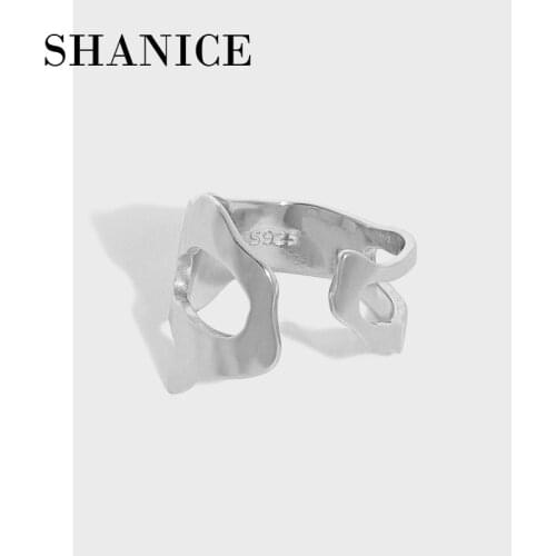 SHANICE 925 Sterling Silver Rings For Women Minimalist Luxury Irregular surface hollow Adjustable Ring 2021 Trend Fine Jewellery