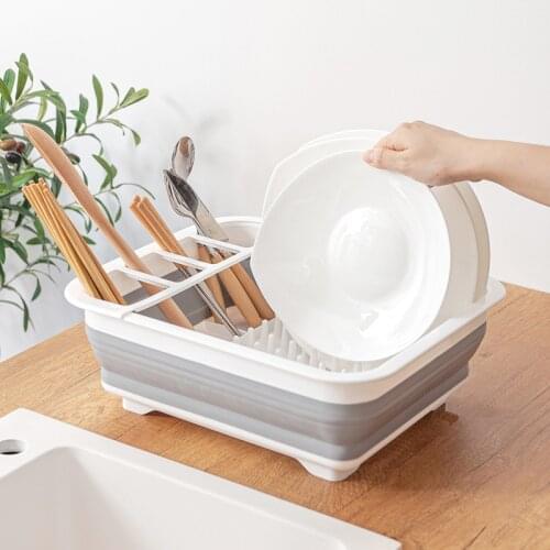 Foldable Dish Rack Tableware Drainer Bowl Plate Dishes Holder Portable Drying Rack Dinnerware Organizer Kitchen Storage Tools