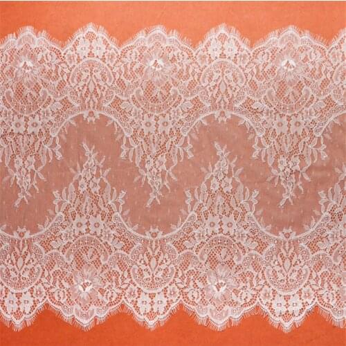 3 Yards long 40CM wide double edging eyelash lace trimming wedding lace trim chantilly french lace Sewing trim good quality