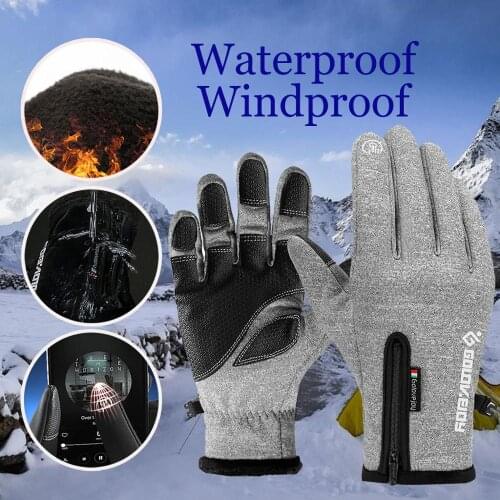 Unisex Winter Zipper Gloves Outdoor Riding Mountaineering Ski Sports Warm Gloves Touch Screen Windproof and waterproof Gloves