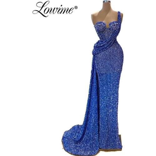 Blue Beads Party Dress Gorgeous Celebrity Dresses 2020 Mermaid Formal Dubai Evening Gown Beading Prom Dresses Robe De Soriee