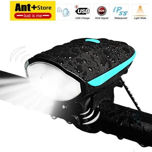 Bicycle Light USB Rechargeable 2in1 Headlight With Loud Waterproof Bike Horn Outdoor Sport Cycling Flashlight Accessories