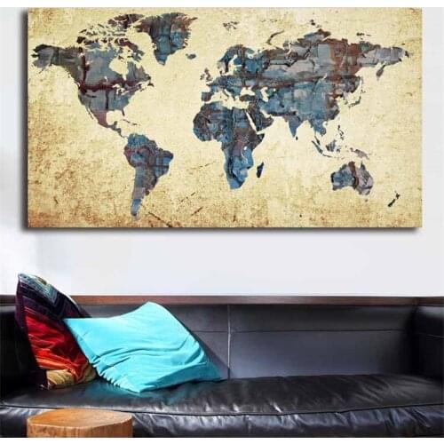 Vintage World Map Motivational Wall Art Canvas Posters Prints Painting Wall Pictures For Office Bedroom Home Decor Framework