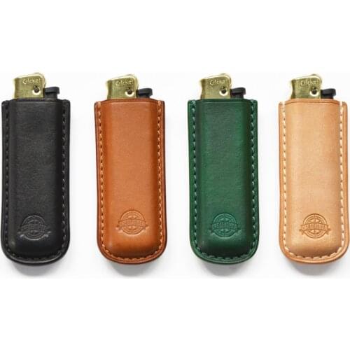Mini Vintage Leather Portable Lighter Case Cowhide Ultra-thin Cigarette Accessories Business Personality Portable New Year Gift