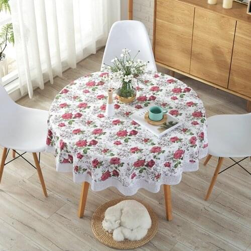 PVC Waterproof And Oil-proof Round Table Cloth Plastic Dining Room Round Disposable Anti-scalding Large Tablecloth 152x152cm