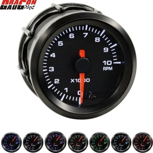 Dragon 52mm High Speed Stepper Motor 7 Color Auto Car Tachometer 0-10000 RPM Gauge 4-6-8 Cylinder Instrumen Meter Free Shipping