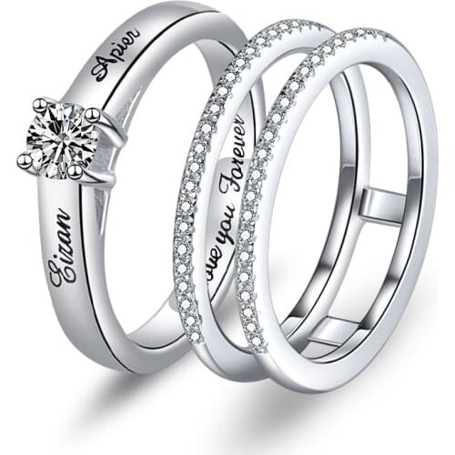 Xiaojing 925 Sterling Silver Custom Birthstone Engraved Name Rings Unique Design Finger Ring for Women Personalized Jewelry 2019