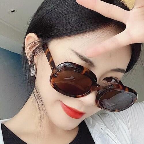 Oval leopard acetace frame fashion style brown lens lady eyewear