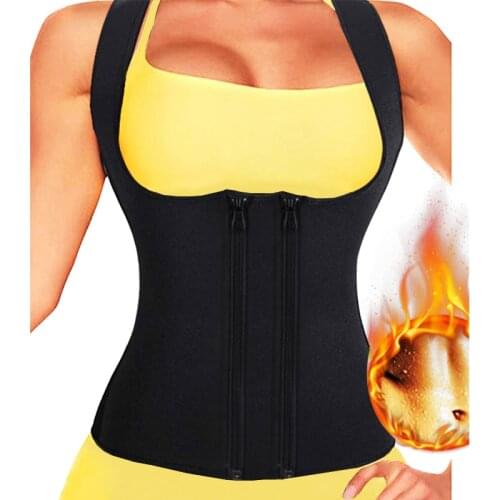 Twinso Women Neoprene Sauna Suit Waist Trainer Weight Loss Vest Hot Thermal Shirt Corset Body Shaper Zipper Sports Top Shapewear