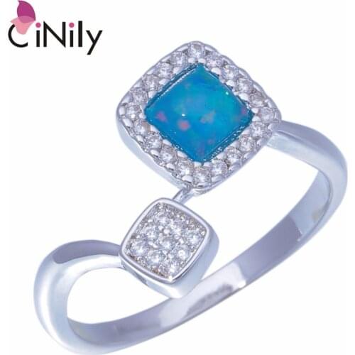 CiNily Created Silver Plated Rainbow Fire Opal Cubic Zirconia Wholesale for Women Jewelry Ring Size 6-8.5 OJ9362