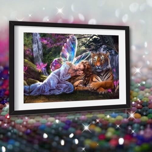 Animal Tiger Girl New Arrival Crafts DIY Crystal Full Drill Square 5D Diamond Painting Cross Stitch Kit Mosaic Round Rhinestone