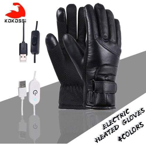 KoKossi Winter Electric Heated Gloves Windproof Cycling Warm Heating Touch Screen Skiing Gloves USB Powered For Men Women