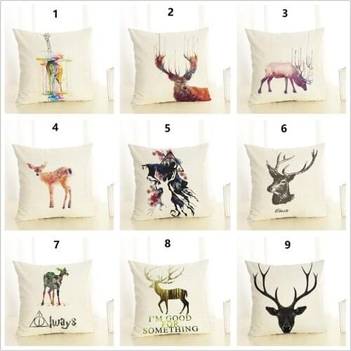 Elk Printed Cushion Covers for Car 45x45 cm Cartoon Throw Pillow Cover Decorative Polyester 1 Piece Pillowcase for Party Decor