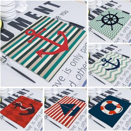1PCs Nautical Navy Napkins for Plates Anchor Decor Cloth Napkin Sea Ocean Boat Kitchen Cloth Napkin Mats Tea Servilleta De Tela