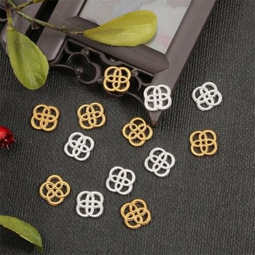 2020 NEW 10 Pcs Gold/Sliver Ancient Style Metal Charm Hollow Square Connector Spacer Beads for DIY fashion jewelry accessories