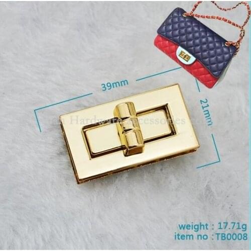 10 PCS/lot) metal plating processing exquisite fashion leather handbags rectangle twist lock decorative accessories