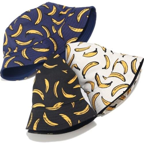 2020 new banana print double-sided fisherman hat tide men and women street hip-hop sun hat cotton couple basin hats