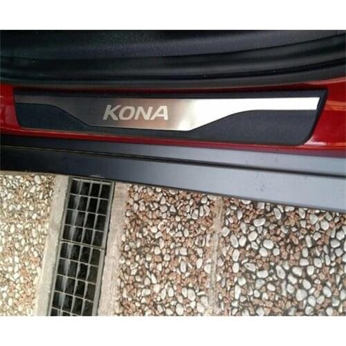 For Hyundai KONA 2017 2018 2019 Stainless Steel Car Door Sill Scuff Plate Kick Panel Cover Guard Pedal Trim Car Accessories 4pcs