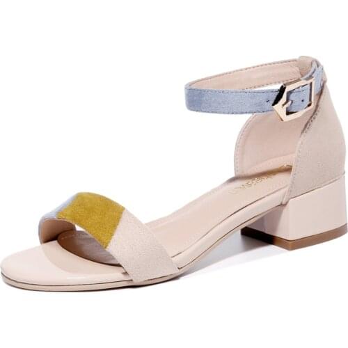 9019-1 Guciheaven open-toe chunky heel sandals color matching one-line buckle womens shoes waterproof platform womens shoes