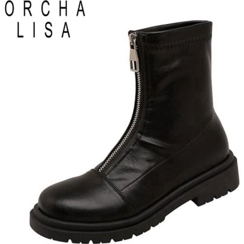 ORCHALISA Retro Gladiator Flats Women Shoes Front Zipper Flat Boots Girl High Quality Ankle boots Non-slip Spring autumn S2299