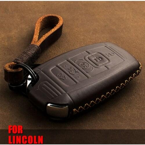 Genuine Leather Handmade Remote Keyless Accessory Cover for Ford 2018 EcoSport for Lincoln 2017 MKC MKZ MKX Key Protector Case
