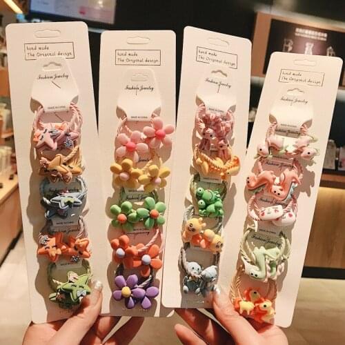2020 Children Ponytail Holder Rubber Band Lovely Fruit Hair Ropes Kids Cute Cartoon Flower Elastic Hair Bands Hair Accessories