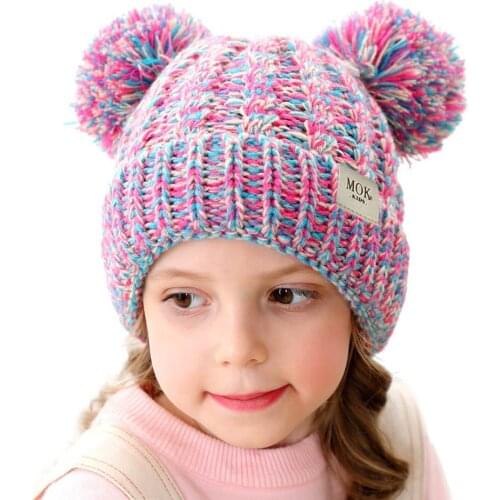 Childrens Hats Wool Knitted Cap 2021 New Twist Weaving Double Ball