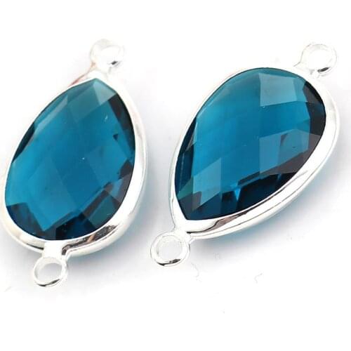 DoreenBeads Fashion Zinc Based Alloy & Glass Birthstone Connectors Drop Metal Faceted Pink Rhinestone DIY 26mm x 14mm, 2 PCs