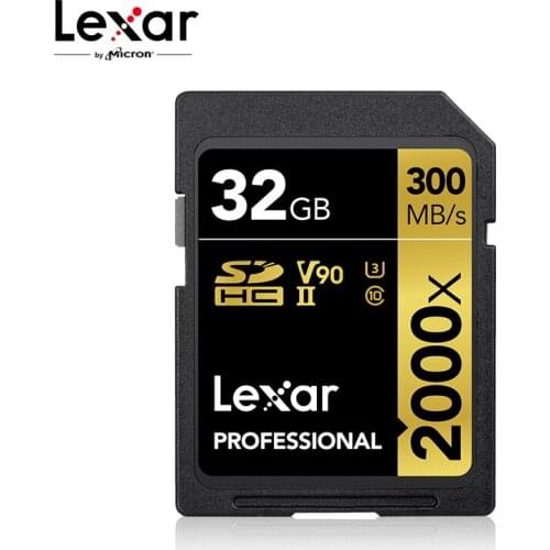 Lexar 2000X UHS-II SD card 32GB 64GB 128G Flash Memory Card 300MB/s High Speed For Lexar 2000x 3D 4K Digital SLR Camera