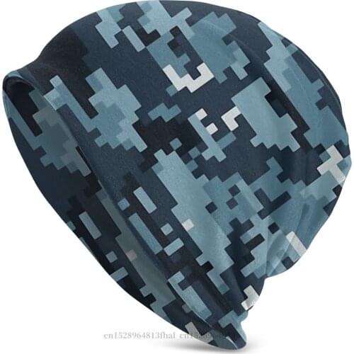 Camo Camouflage Army Winter Warm Beanie Hats Navy Blue Digital Knitting Hat Bonnet Skullies Beanies Caps Men Womens Earmuffs