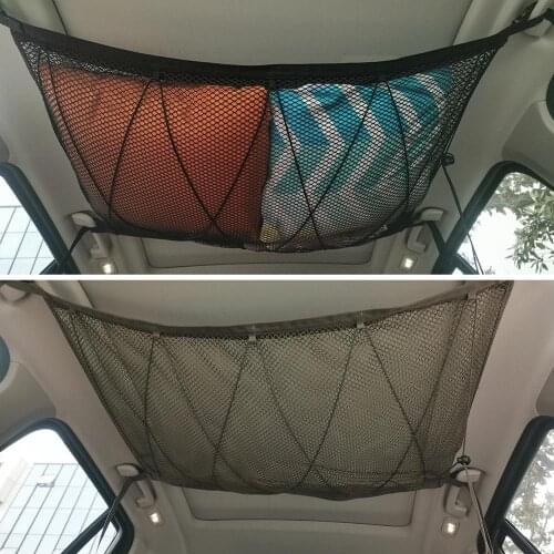 Car Ceiling Cargo Net Pocket Car Roof Storage Bag Long Trip Pick-up Trucks Roof Top Luggage Carrier Cargo