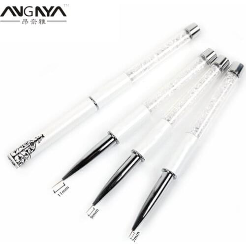 ANGNYA 5/7/9/11mm Nail Art Rhinestone Acrylic Liner Brush Kolinsky Hair Stripes Flower Grid Painting Drawing Pen Manicure Tools