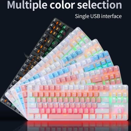 Two Color 87 Key Mechanical Keyboard Green Axis Tablet Laptop Home Office RGB Luminous Keyboard Random Style