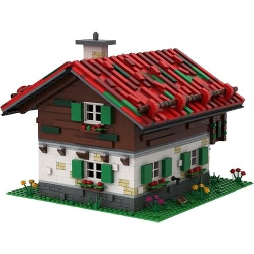 MOC Town Street View Villa House Flower House Bergbauernhaus Creative Building Blocks CombinedBricks Model Kids Toys Best Gifts