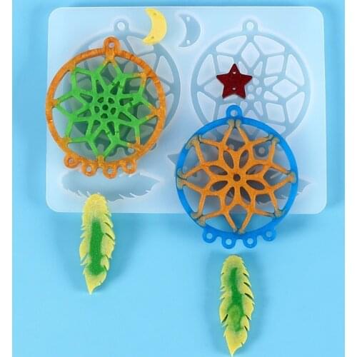 Casting Resin Mold Silicone Kit Key Chain/Wall Decoration Mould for Epoxy Resin Dream Catcher/feather Pendant Mold