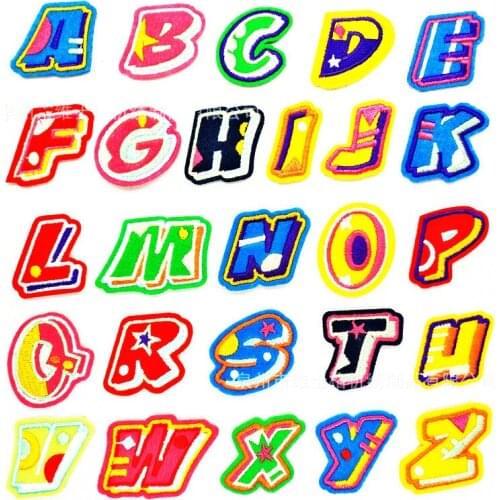Fruit English Letters Patches Alphabet Word Embroidered Iron on Brand Patch Cute Cartoon Name DIY Appliques for Kids Clothes Bag