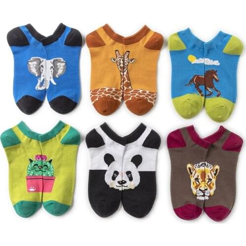 Spring and Summer Mens Socks Cotton Animal Pattern Personality Street Couple Socks Fruit Series Comfortable Boat Socks Anime