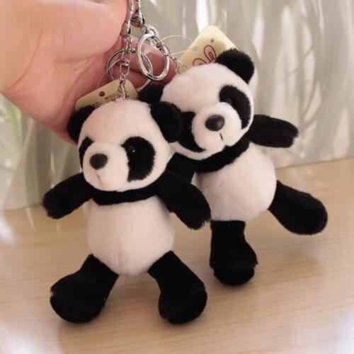 2021 new 15cm Plush pendant doll fashion panda keychain bag mobile phone accessories car key pendant plush toys stuffed animal