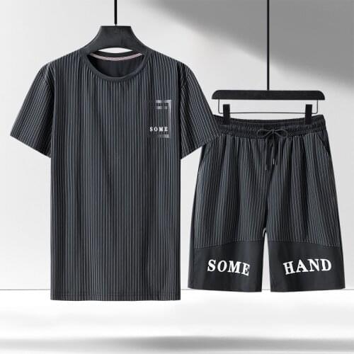 9XL-4XL Plus size 2021New Fashion sportswear mens casual summer Mens suit mens cotton T-shirt + printed beach shorts shirt