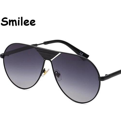 Charm Alloy Black Pilot Sunglasses For Men 2020 Big Gradient Male Glasses Fashion Luxury Brand Oversized Shades UV400 #SM1378