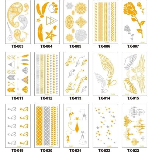 Wholesale Metallic Waterproof Arm Body Tattoo Sticker TX Metal Temporary Body Tatuajes Unique Removable Totems Body Decal 500pcs