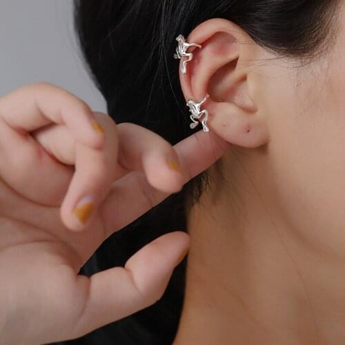 CHE102 Real 925 Sterling Silver Little Frog Ear Cuff Earrings Vintage Non-pierced Cartilage Earrings Ear Cuffs Clip On Earrings