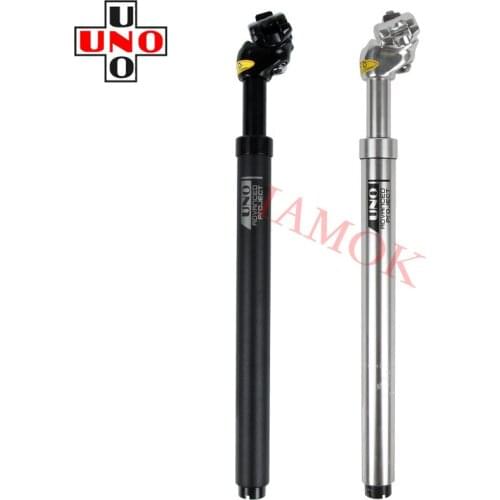 UNO SP-380 Bicycle 350mm Shockproof Seatpost Iamok Bike Black/Silver Seat Post 27.2/30.9/31.6mm