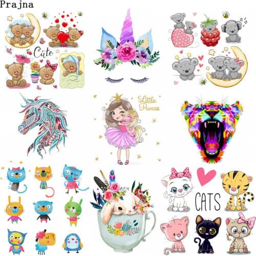 Prajna Candy Girl Iron On Transfers Patches For Girl Clothes Cute Girl & Deer Heat Transfers Sticker Wholesale Vinyl Badge F