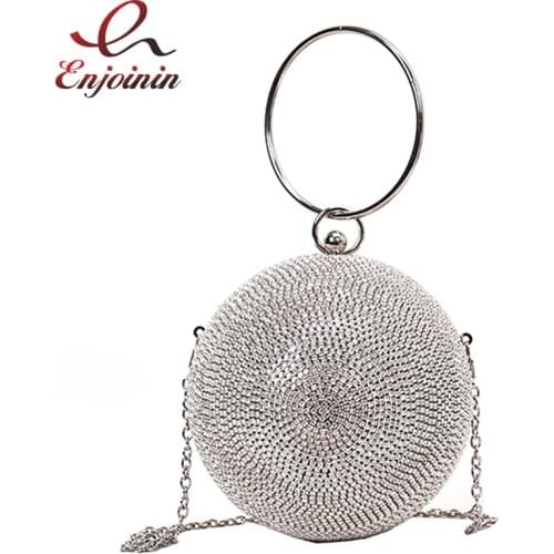 Luxury Full Diamond Fashion Metal Ring Ladies Party Tote Bag Dinner Package Chian Purse Crossbody Mini Bag Women Totes Purse