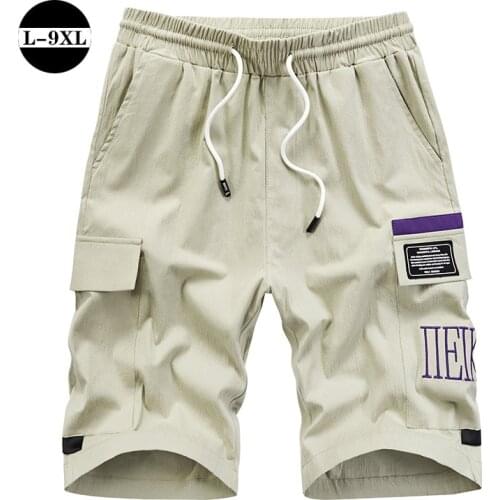 Summer Shorts Oversized 9XL Loose Cargo Short Men Casual Black Sweat Sport Plus Size 6XL 8XL Cotton Stretch Safari Half Trousers