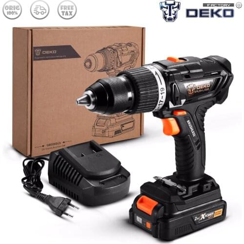 Factory Outlet DEKO GBD20DU3 20V Max Brushless Electric Impact Drill Cordless Screwdriver with 2 Ah Lithium-Ion Battery